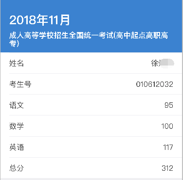 2018成人高考成绩